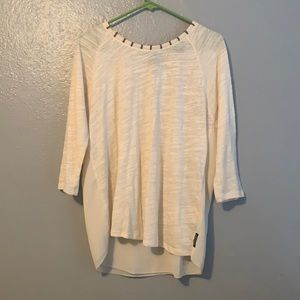 Cream Sweater with Collar Embellishment